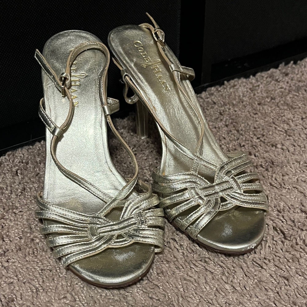 Cole Haan Metallic Gold Strappy Heels